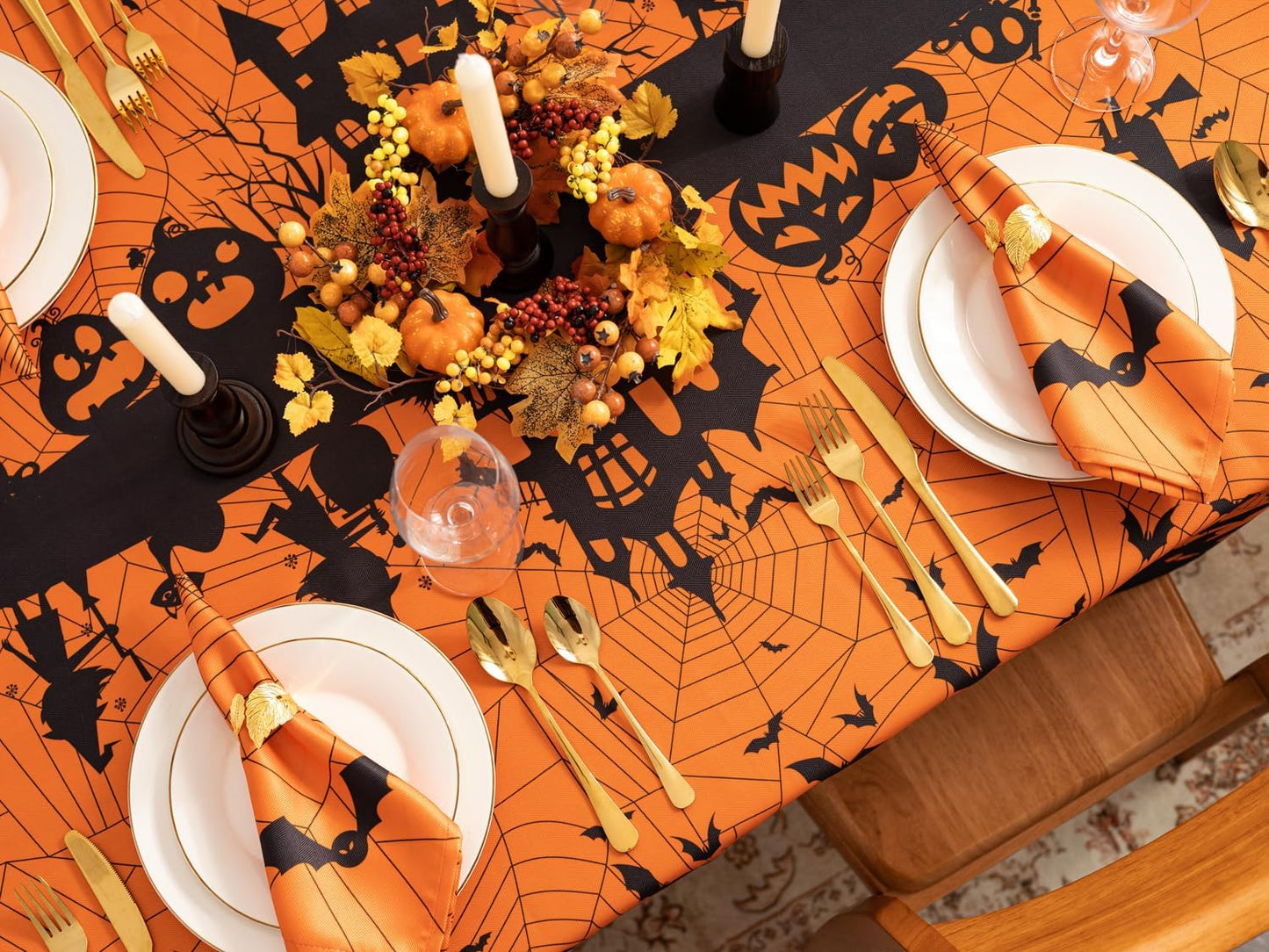 YiHomer Halloween Silhouettes Tabletop for Halloween Decorations, Dinner Parties and Scary Movie Nights, Horror Night, Tablecloth, 52 x 52 Square