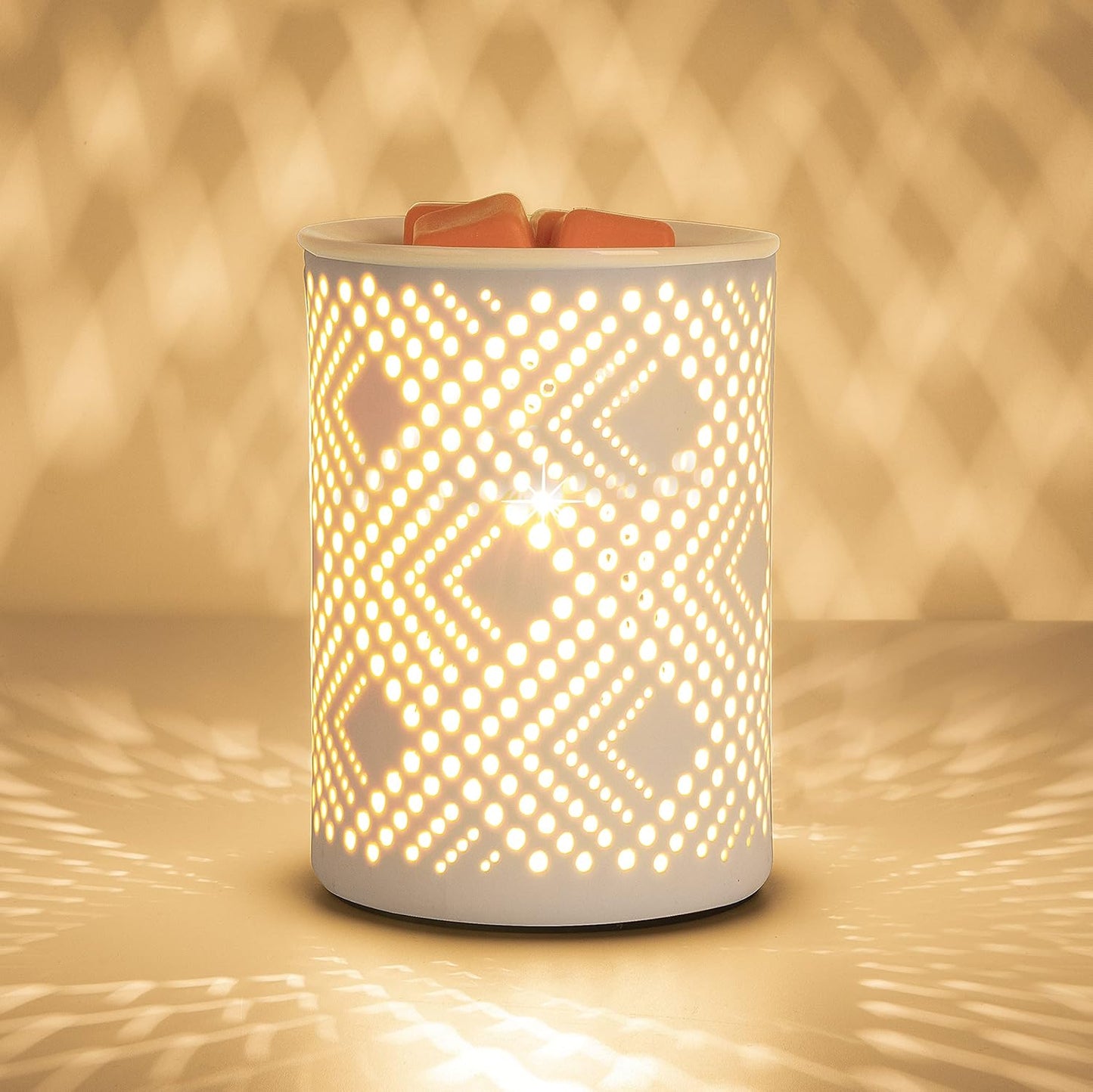 PALANCHY Wax Melt Warmer Ceramic Oil Burner Electric Candle Wax Warmer Burner Melter Fragrance Warmer for Home Office 2 Bulbs Included Gift Box Packaged (Ceramic Diamond)