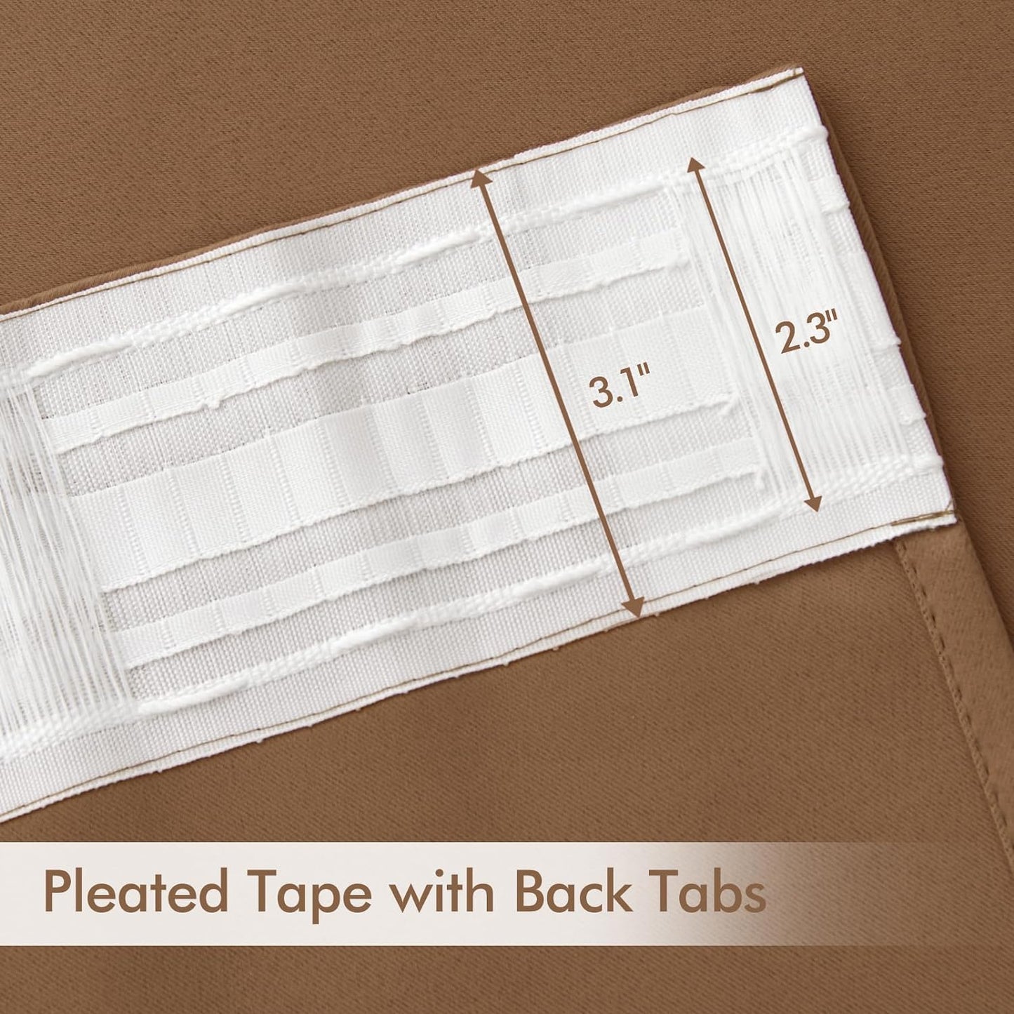 MIULEE Back Tab Blackout Curtains 90 Inch Long 2 Panels Set for Living Room Bedroom, Rod Pocket/Pinch Pleated Thermal Insulated Room Darkening Light Blocking Curtain, 52 x 90 Inch, Cappuccino Brown