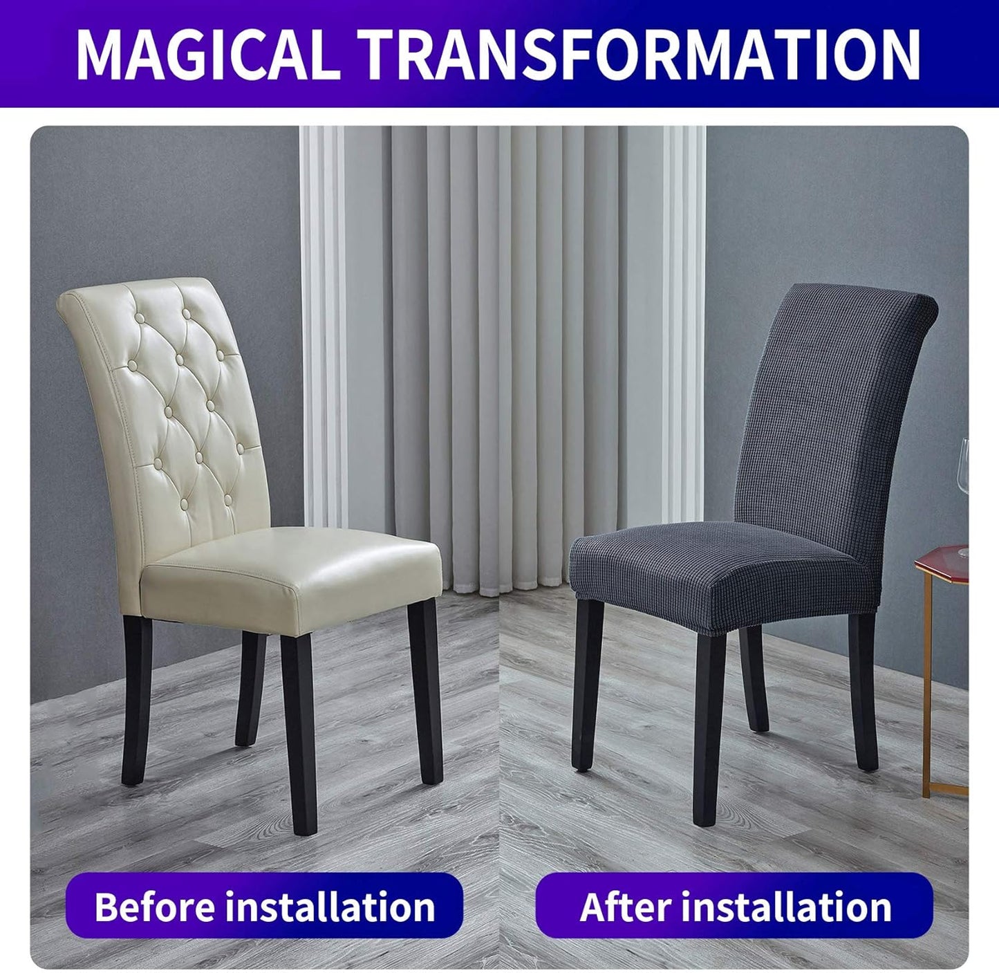 Howhic Stretch Chair Covers for Dining Room Set of 8, Removable Washable Dining Room Chair Covers, Dining Chair Slipcovers Seat Protector, Great Decor for Home and Banquet (Gray, 8 Pack)