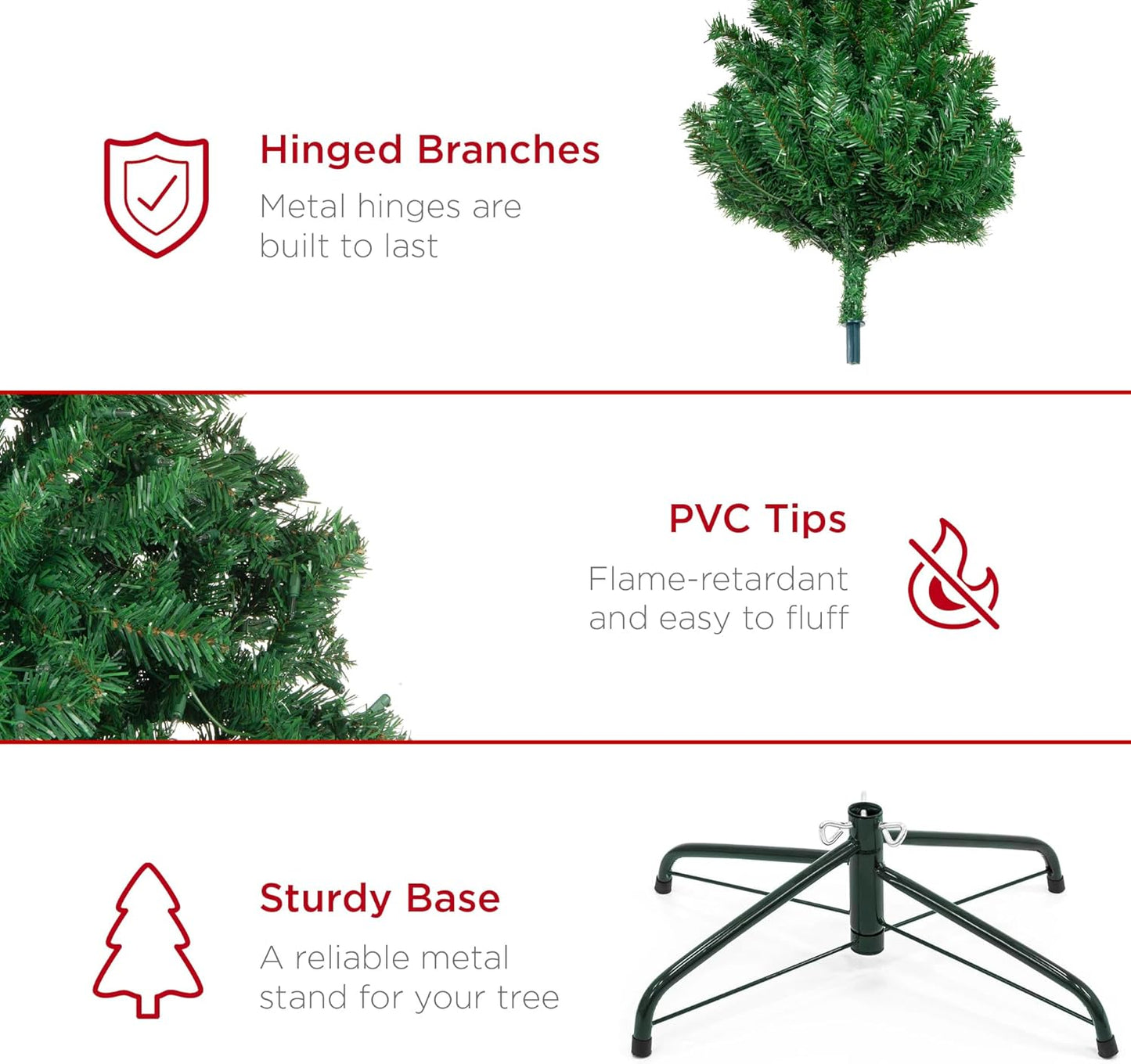 Best Choice Products Artificial Christmas Tree, 9ft Premium Unlit Realistic Spruce Holiday Décor w/Dense Branches, Easy Assembly, Metal Base