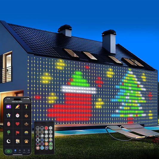echosari Curtain Lights Plug in, 400 LED Smart Curtain Lights 6.6 x 6.6ft with APP & Remote RGB & IC DIY Pattern Music Sync for Bedroom Backdrop Decor