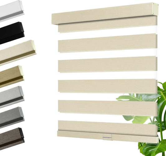 Cordless Zebra Blinds for Windows, Blackout Interior Blinds,Easy to Install,UV Protection,for Offices and Home,Custom Roller Shades, Mousse Beige,78" W x 80" H