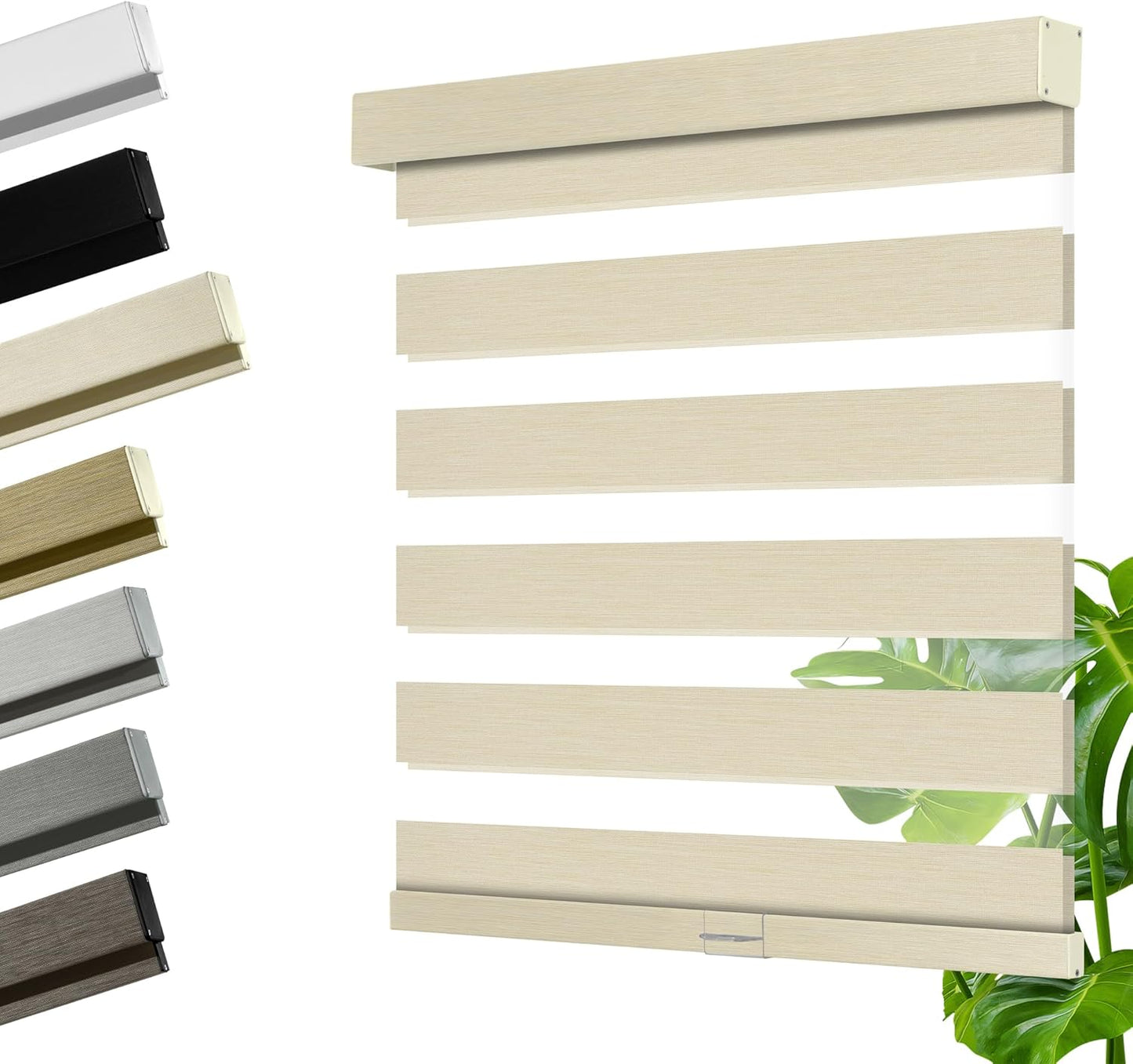 Cordless Zebra Blinds for Windows, Blackout Interior Blinds,Easy to Install,UV Protection,for Offices and Home,Custom Roller Shades, Mousse Beige,77" W x 88" H