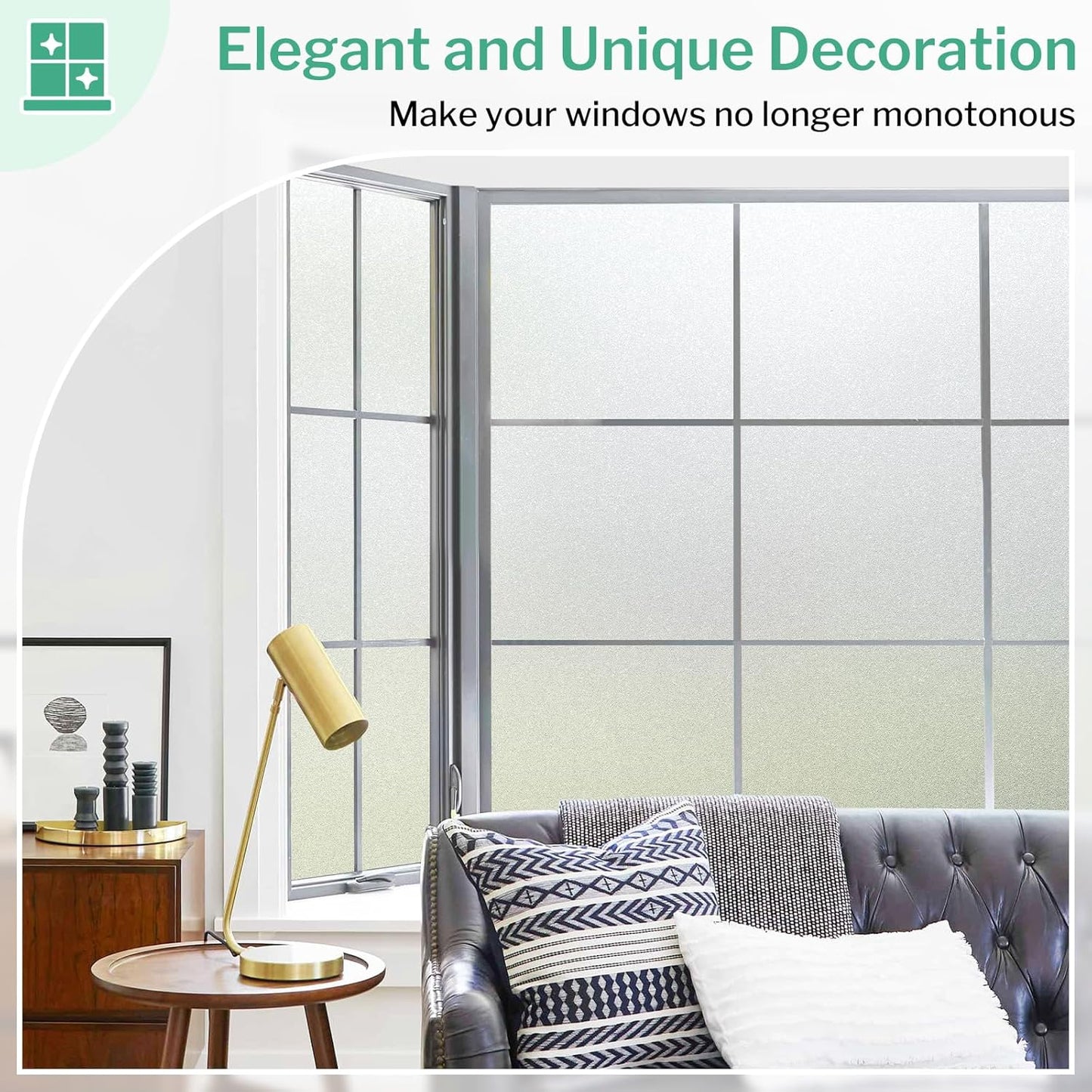 DOWELL Window Privacy Film, Frosted Glass Window Film, Static Cling Non-Adhesive Glass Clings, Sun Blocking Opaque Coverings, Reusable Door Stickers for Bathroom Home Office, Pure, 35.4"x78.5"