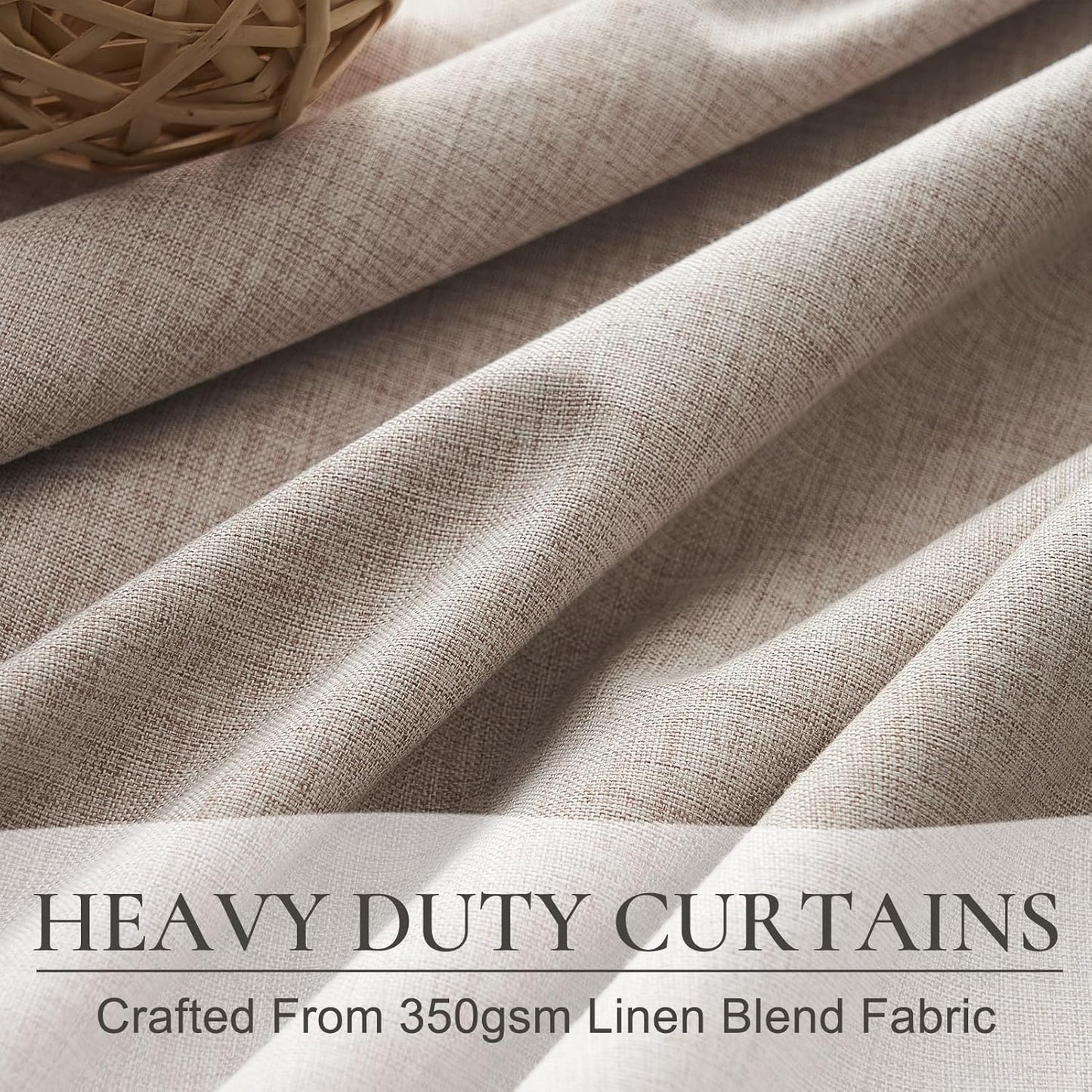 Textured Thick Burlap Cafe Small Window Curtains 45 Inch Length, Boho Farmhouse Pinch Pleated Curtains Blackout Heat Blocking Flax Linen Drapes 2 Panels Set Back Tab for Closet Without Door