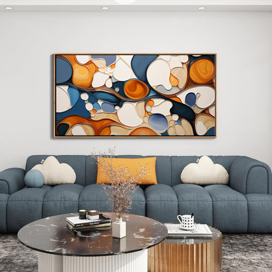 Abstract Canvas Wall Art - Colorful Framed Wall Decor for Living Room, Bedroom, Office - Large Modern artwork picture, Bedroom Aesthetic Room Wall Decorations, Oil Painting Wall Art