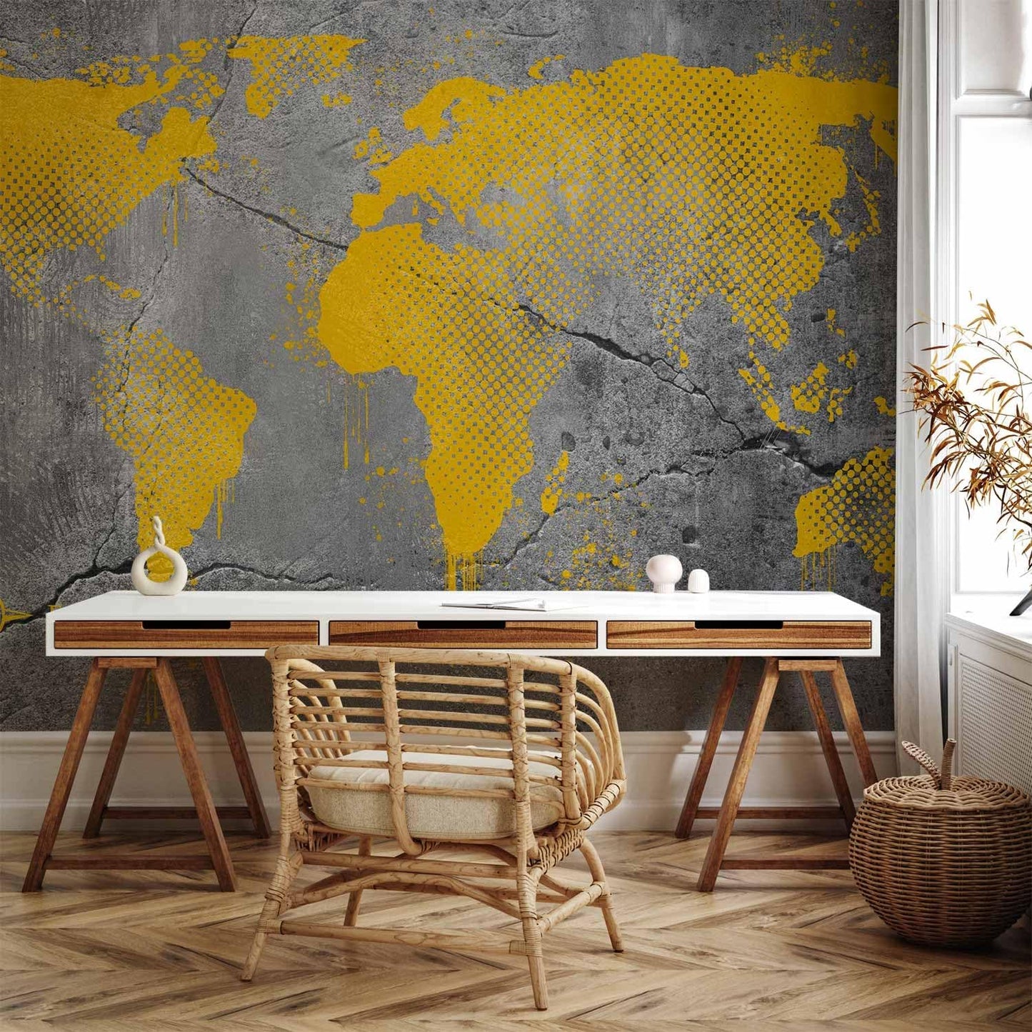 artgeist Wall Mural World Map 135x101 in - XXL Peel and Stick Self-Adhesive Wallpaper Removable Large Sticker Foil Wall Decor Print Picture Image Design Map of The World k-A-0494-a-a