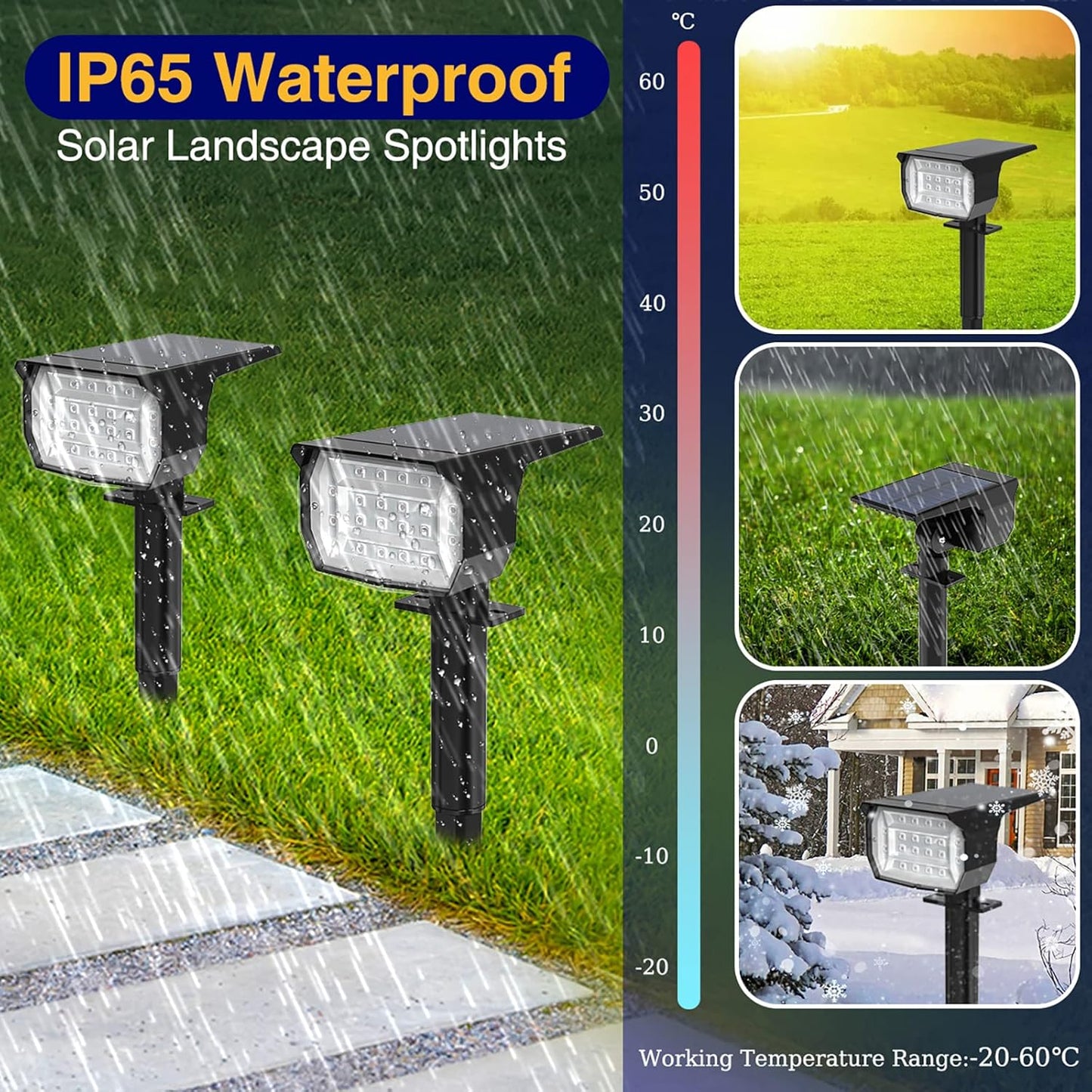 nipify Solar Spot Lights Outdoor Color Changing, 7 Modes Halloween RGB Solar Powered Waterproof Spotlight, Landscape Lighting for Outside Yard Garden Pathway
