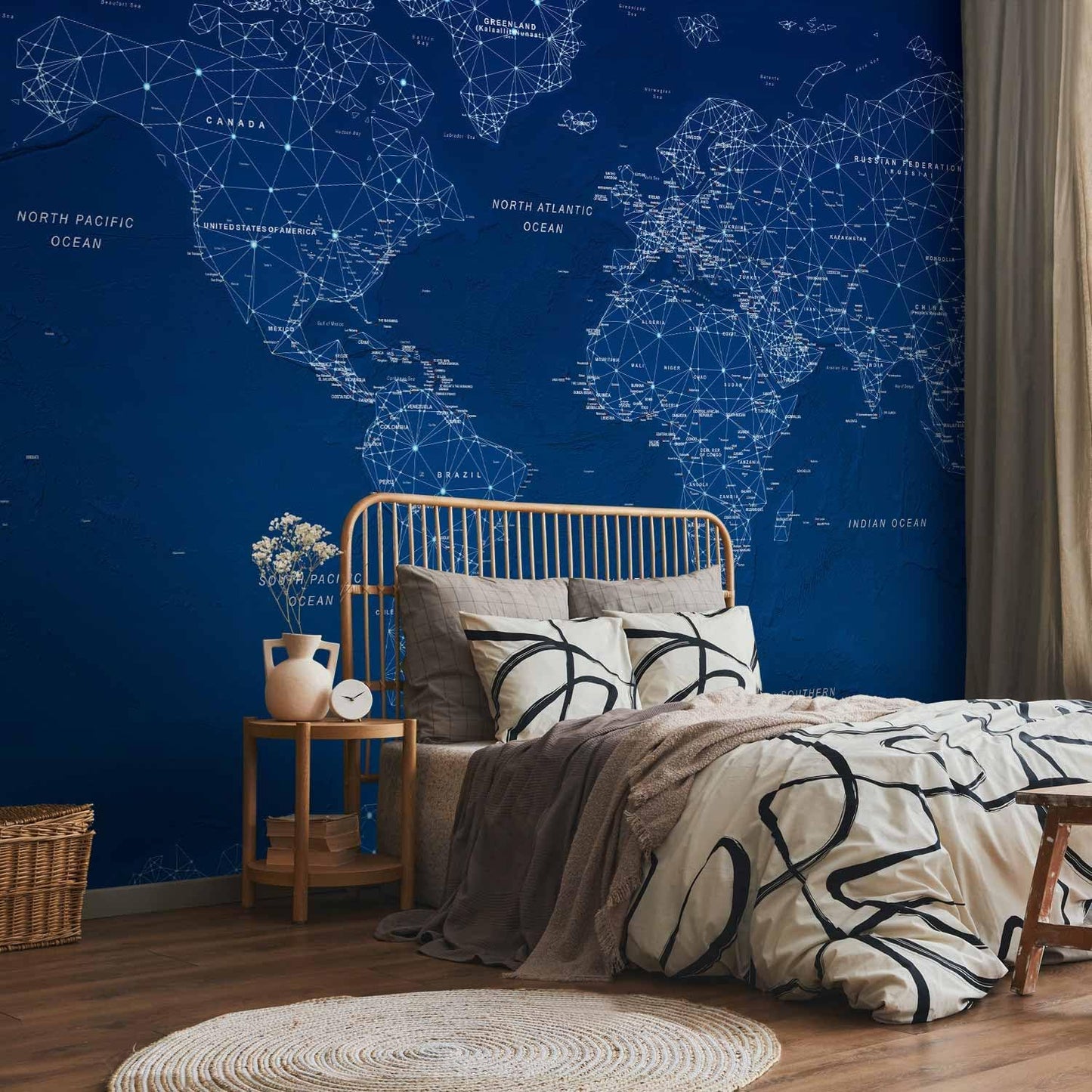artgeist Wall Mural World Map 116x83 in - XXL Peel and Stick Self-Adhesive Wallpaper Removable Large Sticker Foil Wall Decor Print Picture Image Design Map of The World k-A-0125-a-a