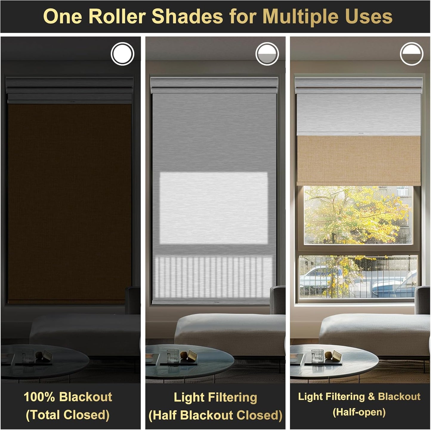 BERISSA Cordless Dual Roller Shades with Cassette Valance, Double Window Shades - Blackout and Light Filtering - Day and Night for Home Office or Door - Linen Beige and White - 56 W x 48" H