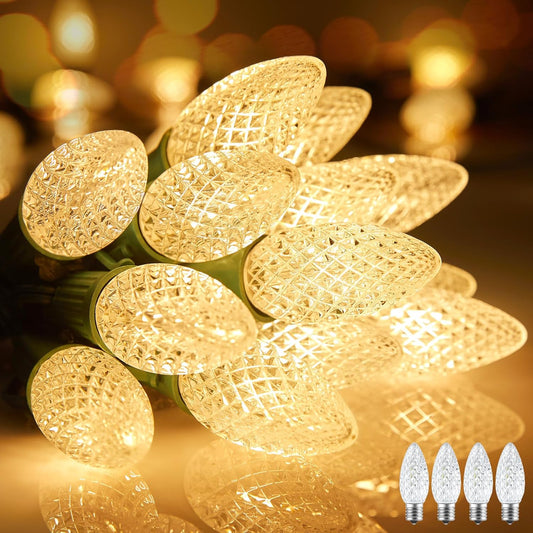 Minetom C9 Christmas String Lights, 100 Ft LED Commercial Outdoor Christmas Lights with 100 Strawberry C9 Bulbs, Waterproof Connectable UL Certified for Outdoor Indoor Roofline Backyard Xmas Decor