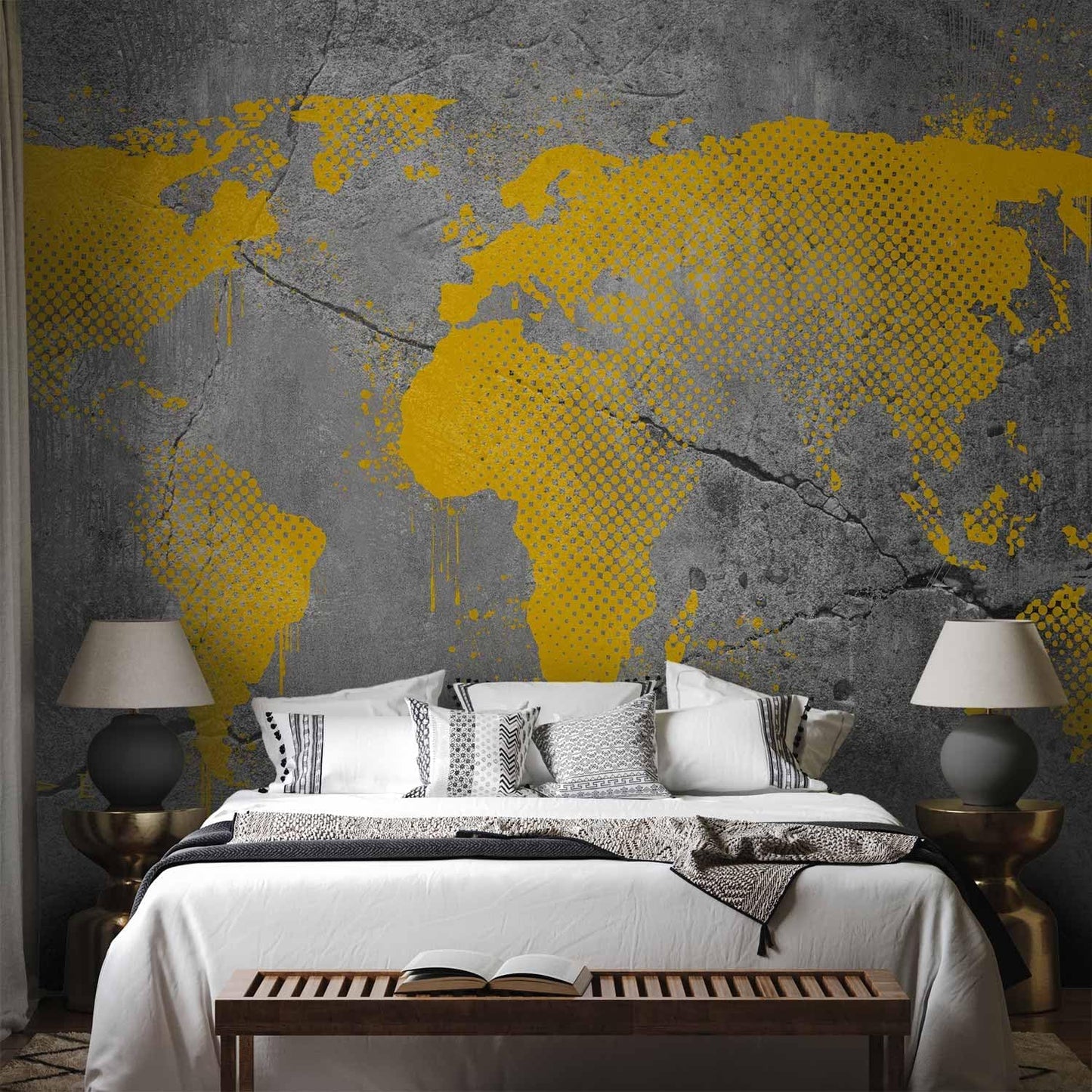artgeist Wall Mural World Map 138x101 in - XXL Non-Woven Wallpaper Fleece Wall Decor Photo Print Picture Image Design Map of The World k-A-0494-a-a
