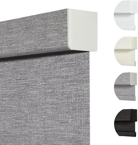 Persilux Blackout Roller Shades for Indoor Windows with Upgraded Cassette, Cordless Shades Window Blinds Pull Down for Doors, Easy to Install for Office/Living Room/Bedroom, Grey(24" W x 64" H)