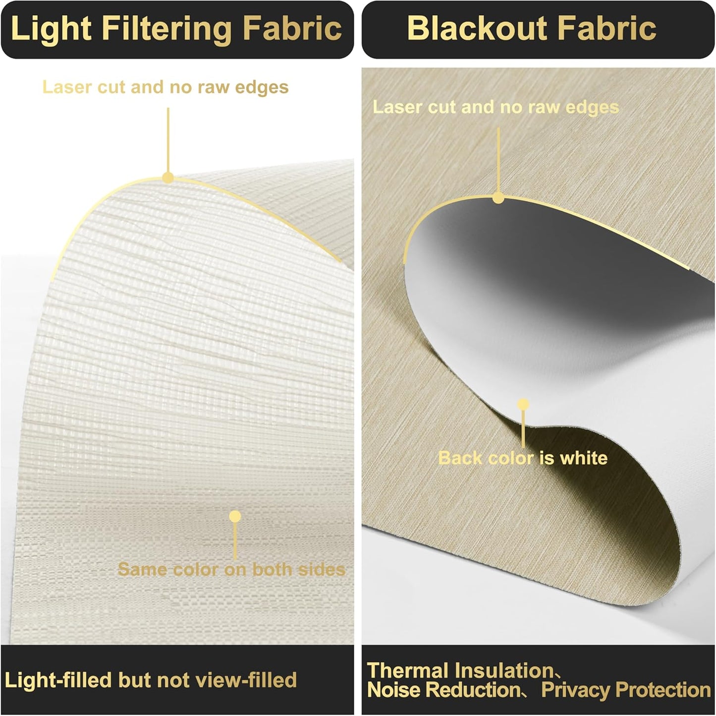 BERISSA Cordless Dual Roller Shades With Cassette Valance, Blackout and Light Filtering, Day and Night for Home Office Door - Striped Jacquard Beige, 58 W x 80" H