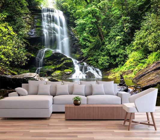 195''x120''Cascading Waterfalls in Forest Wall Mural Large Wallpaper Mural Wall Decor for Bedroom, Living Room, Kids Room(Not Self-Adhesive)