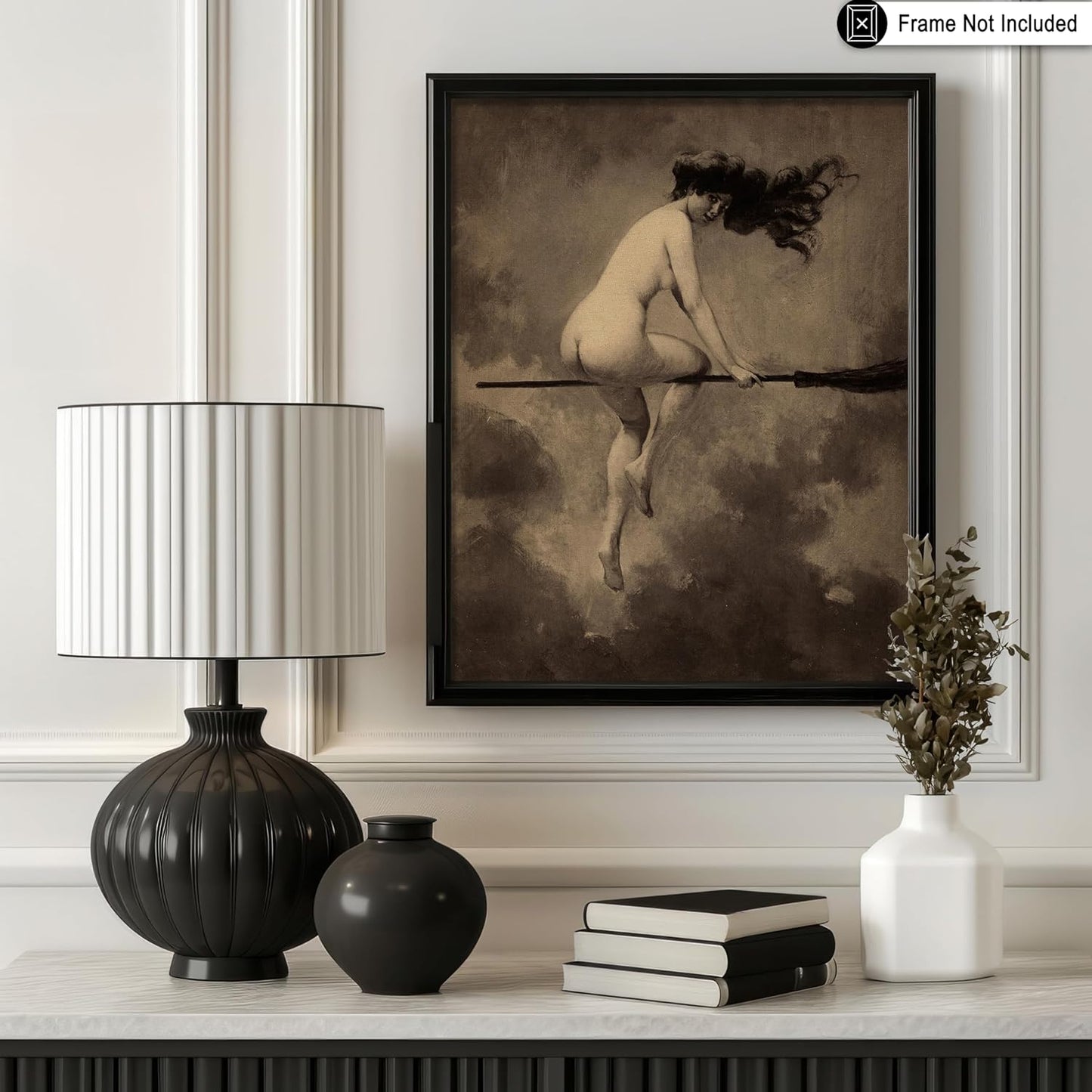 Poster Master Vintage Albert Joseph Penot Poster - Retro Halloween Print - Gift for Artist, Friend - Departure for the Sabbath, Naked Witch on Broom - Wall Decor for Bedroom, 18x24 Unframed Wall Art