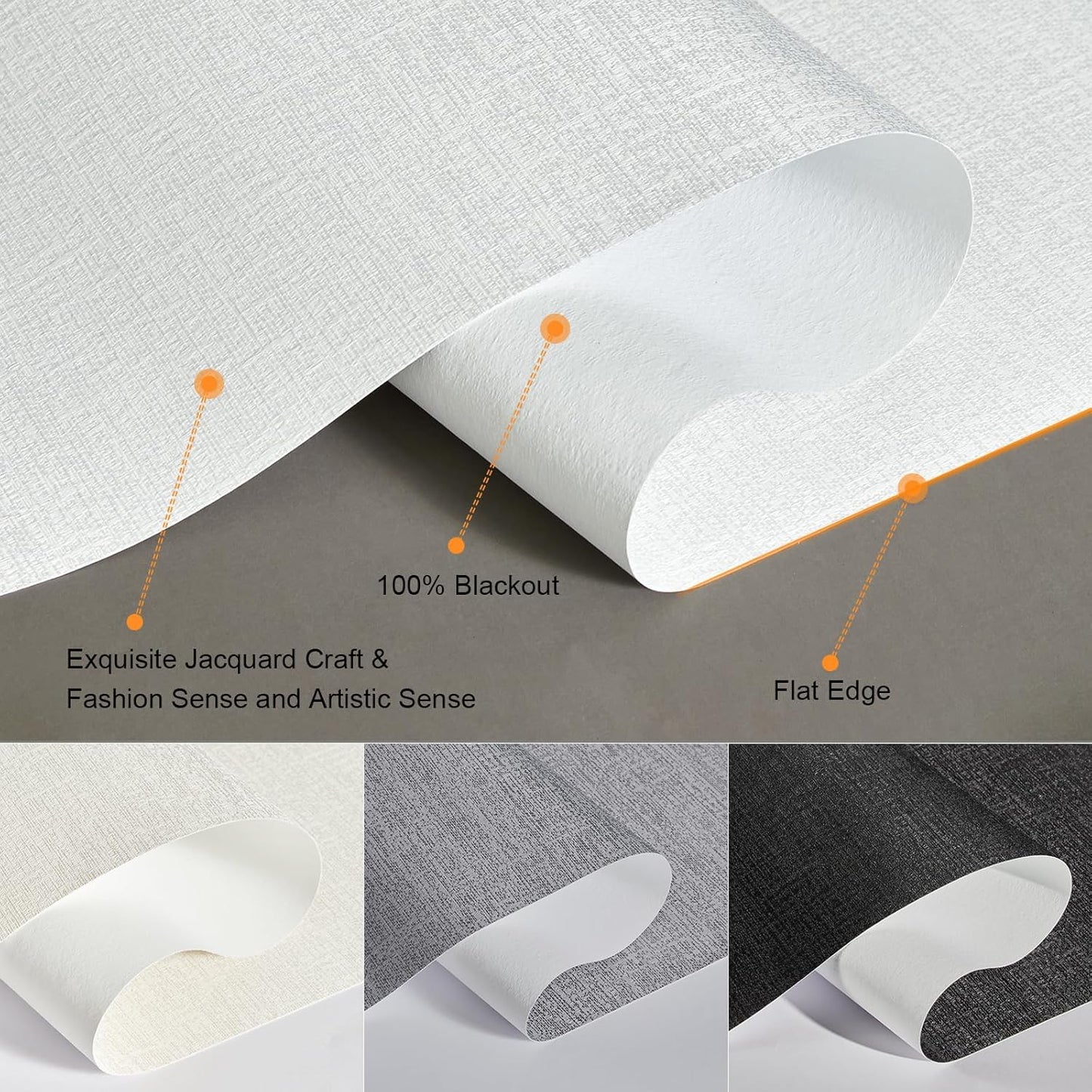 Persilux Blackout Roller Shades & Blinds Windows Shades Free-Stop Blackout Blinds with Jacquard Fabric,Cordless Blinds Pull Down Shades for Home, Easy to Install for Door/Office, White(64" W x 84" H)