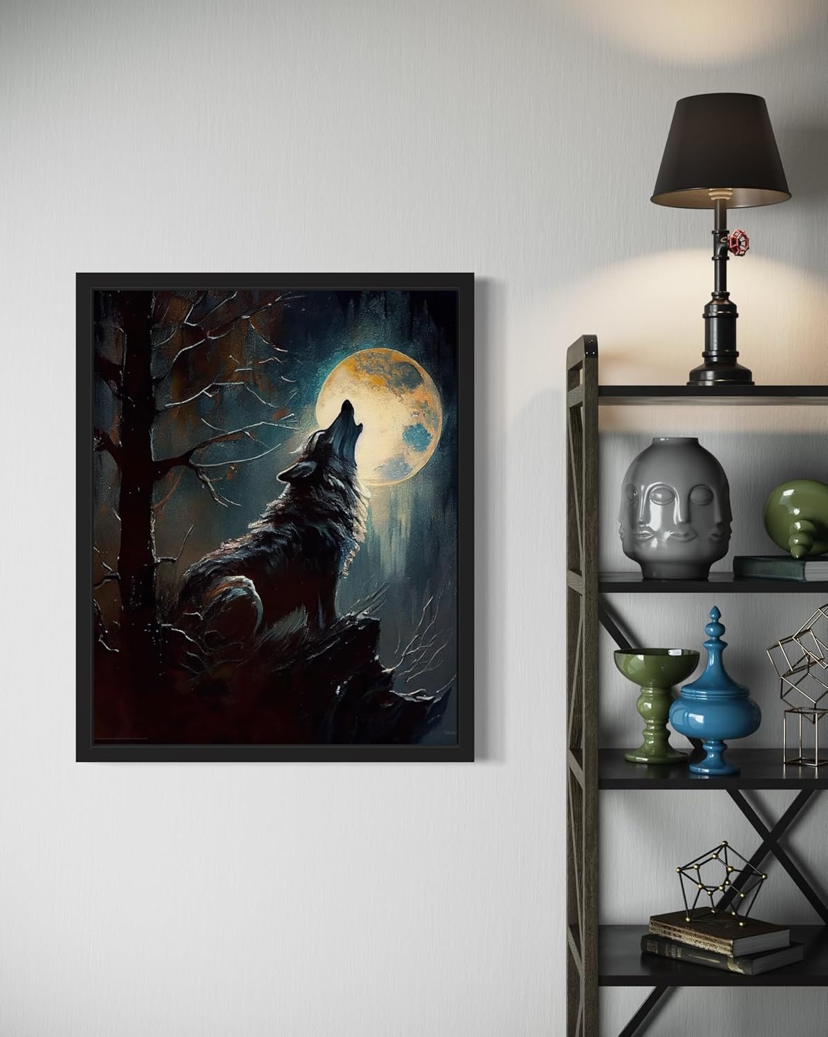 Wolf howling Poster Art Print, Halloween Scary Vintage Wall Art Academia Spooky Painting Decoration for Horror Prints, Gothic Posters Bedroom Decor 89 (Wolf howling, 16 x 20 inches, Unframed)