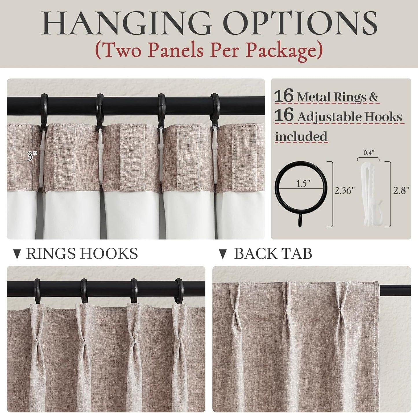Extra Long 132 Inches Blackout Curtains for High Ceiling Living Room Large Window Pinch Pleated Tall Drapes Noise Cancelling Thermal Light Blocking Farmhouse Luxury(40"Wx132"x2 Panels Linen)