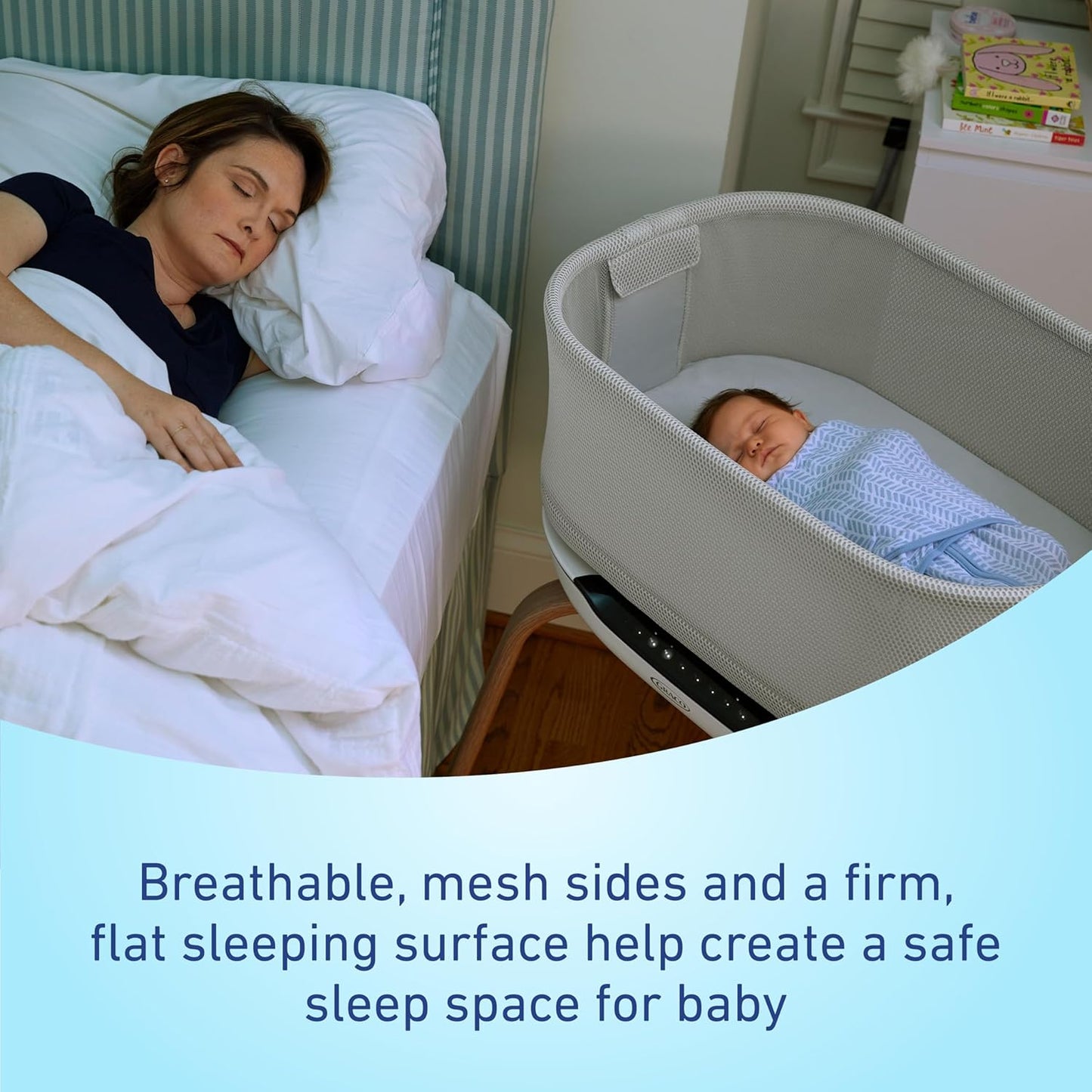 Graco SmartSense Soothing Baby Bassinet – Smart Newborn Bassinet Detects and Automatically Responds to Baby's Cries – for Newborn Babies to 6 Months