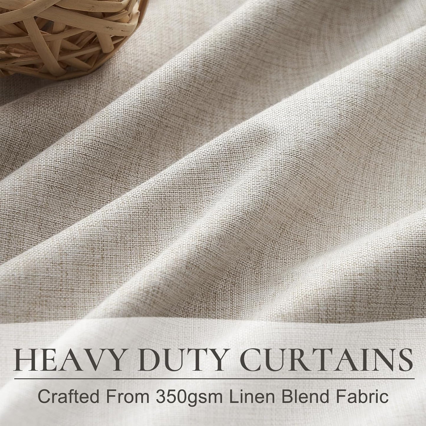 Pinch Pleated Blackout Curtains 70 Inches Wide for Living Room, Room Darkening Linen Blend Tan Viral Large Window Curtains for Bedroom Thermal Soundproof Natural Drapes 70"W x 96"L x 2Panels