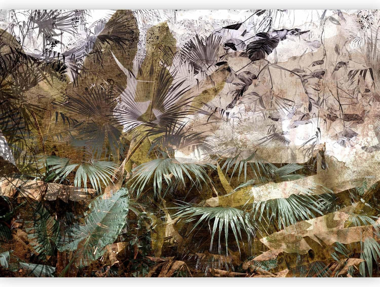 artgeist Premium Wall Mural Tropical Leaves 157x110 in - XXL Non-Woven Wallpaper Fleece Wall Decor Photo Print Picture Image Design Jungle Nature Palm Leaves Like Painted b-C-0789-a-a