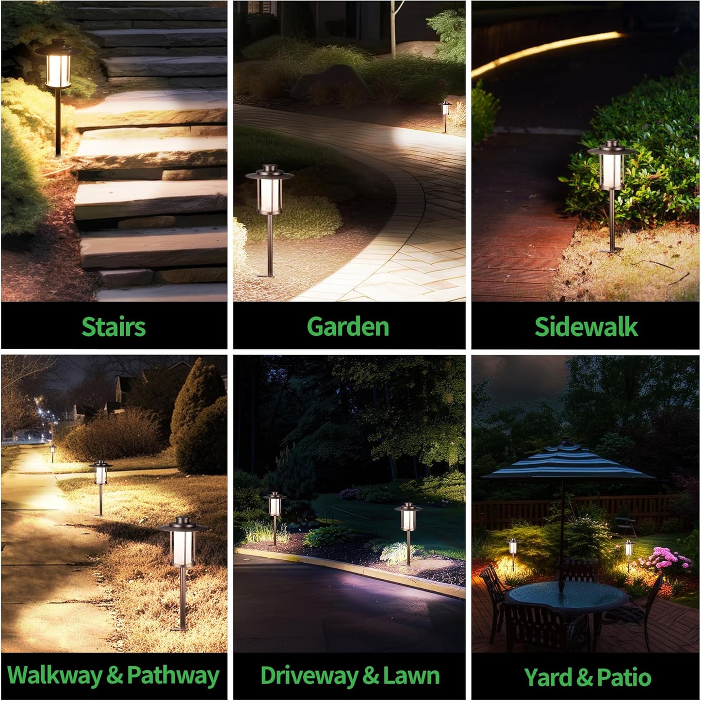 Outdoor Low Voltage Pathway Light, 12V Warm & Cool White Switchable Path Lights LED, IP65 Waterproof Landscaping Pathlight, Walk Side Lighting 5W ORB Aluminum for Backyard Lawn (6 Pack)