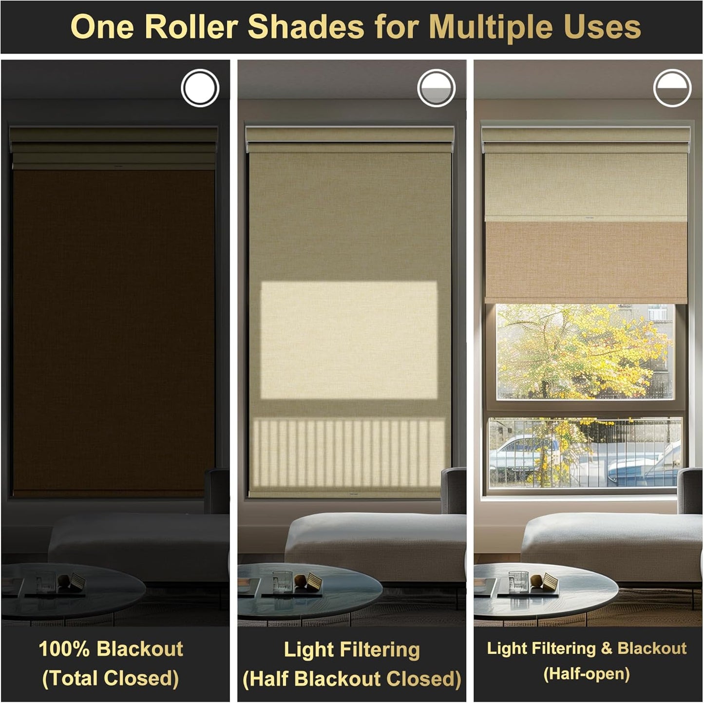 BERISSA Cordless Dual Roller Shades with Cassette Valance,Double Window Shades Blackout and Light Filtering Shades,Day and Night Roller Shades for Home Office Door.Linen Beige.68 W x 36" H