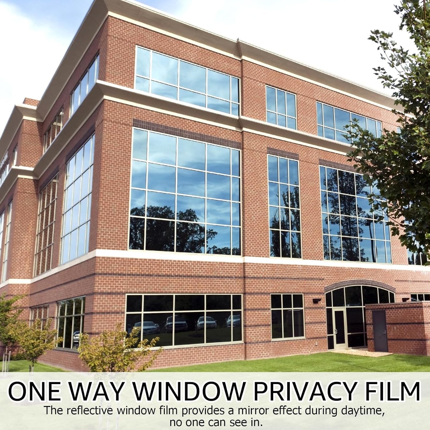 HIDBEA One Way Window Film, Daytime Privacy Sun Blocking Reflective Window Film No Glue Static Cling Heat Control Window Tinting Film for Home and Office, Black Silver, 23.6 x 157.5 Inch