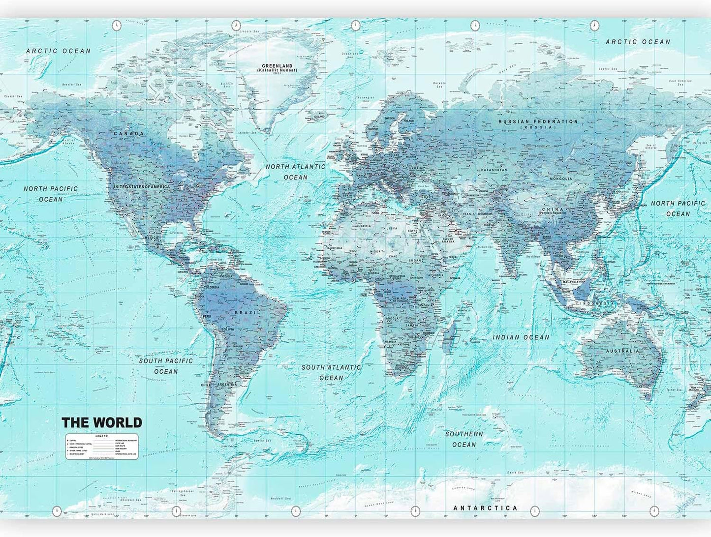 artgeist Wall Mural World Map 135x101 in - XXL Peel and Stick Self-Adhesive Wallpaper Removable Large Sticker Foil Wall Decor Print Picture Image Design Map of The World k-A-0091-a-b