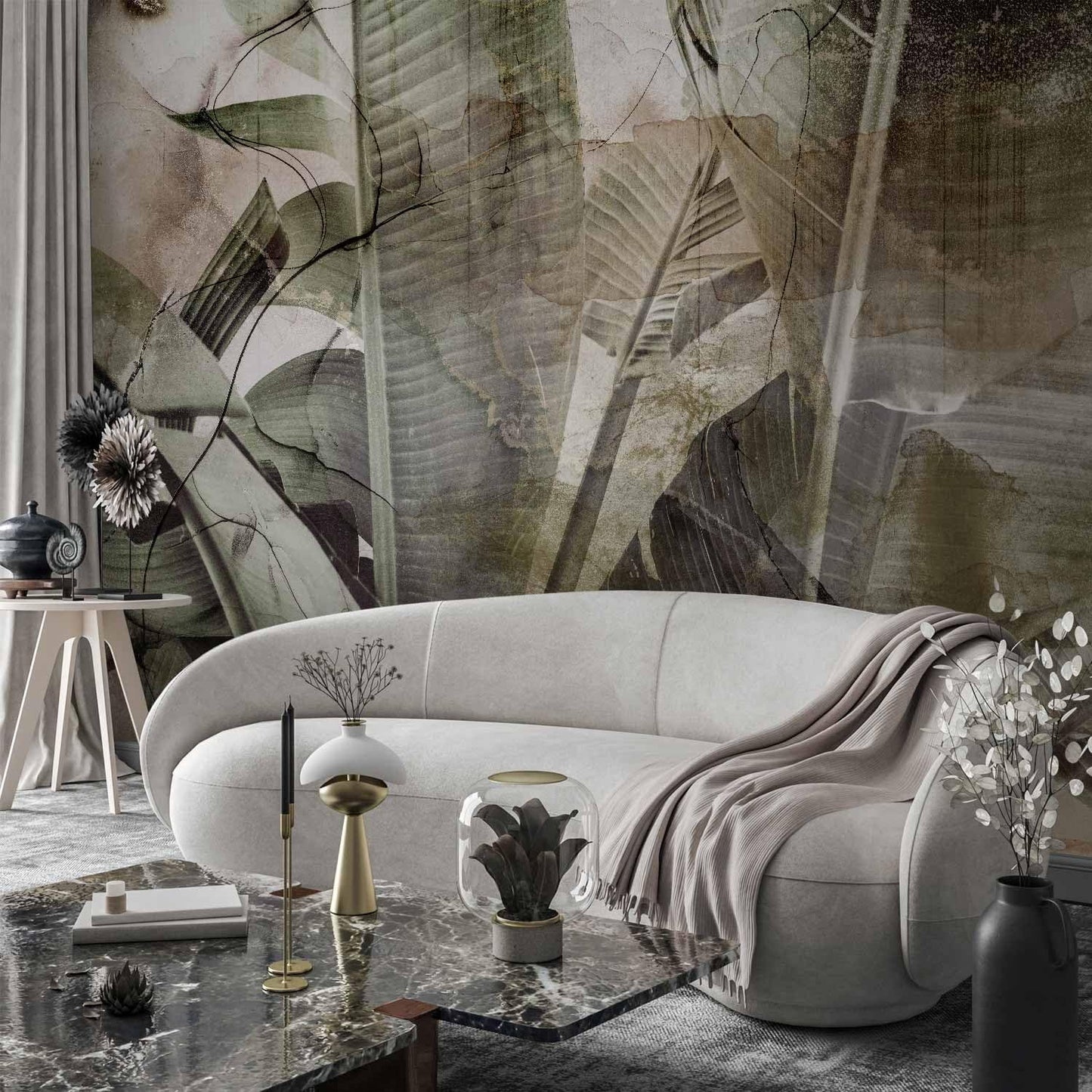 artgeist Premium Wall Mural Tropical Leaves 118x83 in - XXL Non-Woven Wallpaper Fleece Wall Decor Photo Print Picture Image Design Plant Jungle Nature Like Painted b-C-0776-a-a