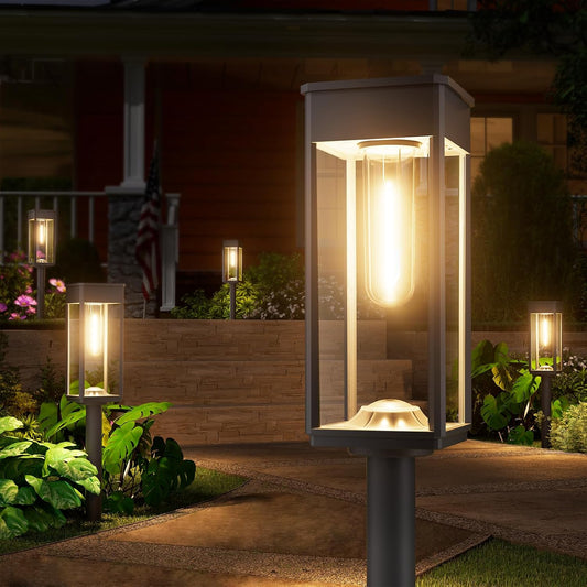 Solar Pathway Lights Outdoor, 4 Pack Garden Lights IP65 Waterproof, Bright Solar Powered for Outside Yard Path Lawn Walkway Driveway Lighting Landscape Decor (Warm White)