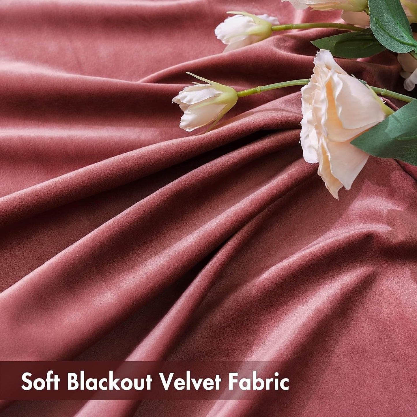 MIULEE Dusty Rose Pink Velvet Curtains Thermal Insulated Blackout Curtain Drapes for Bedroom Living Room Darkening 80 Inches Long Curtains Panels Rod Pocket Set of 2