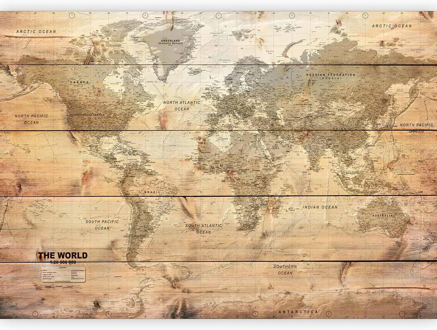 artgeist Wall Mural World Map 96x69 in - XXL Peel and Stick Self-Adhesive Wallpaper Removable Large Sticker Foil Wall Decor Print Picture Image Design Map of The World k-A-0218-a-a