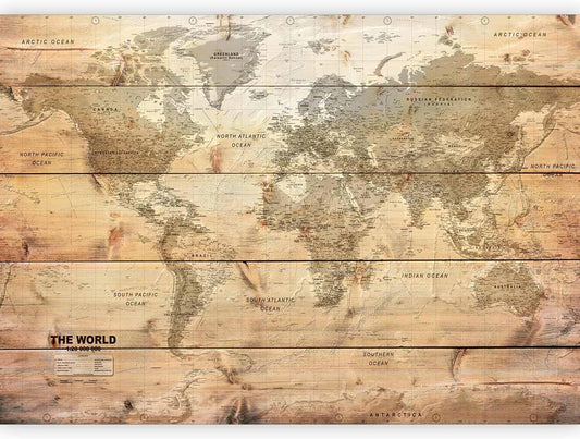 artgeist Premium Wall Mural World Map 79x55 in - XXL Non-Woven Wallpaper Fleece Wall Decor Photo Print Picture Image Design Home Map of The World k-A-0218-a-a