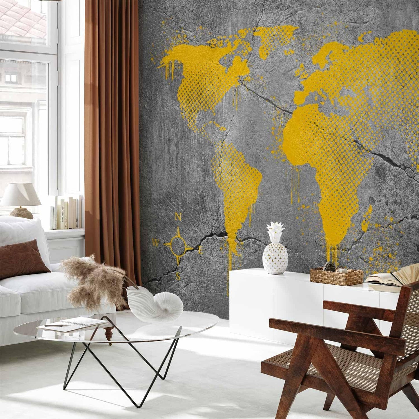 artgeist Wall Mural World Map 193x138 in - XXL Peel and Stick Self-Adhesive Wallpaper Removable Large Sticker Foil Wall Decor Print Picture Image Design Map of The World k-A-0494-a-a