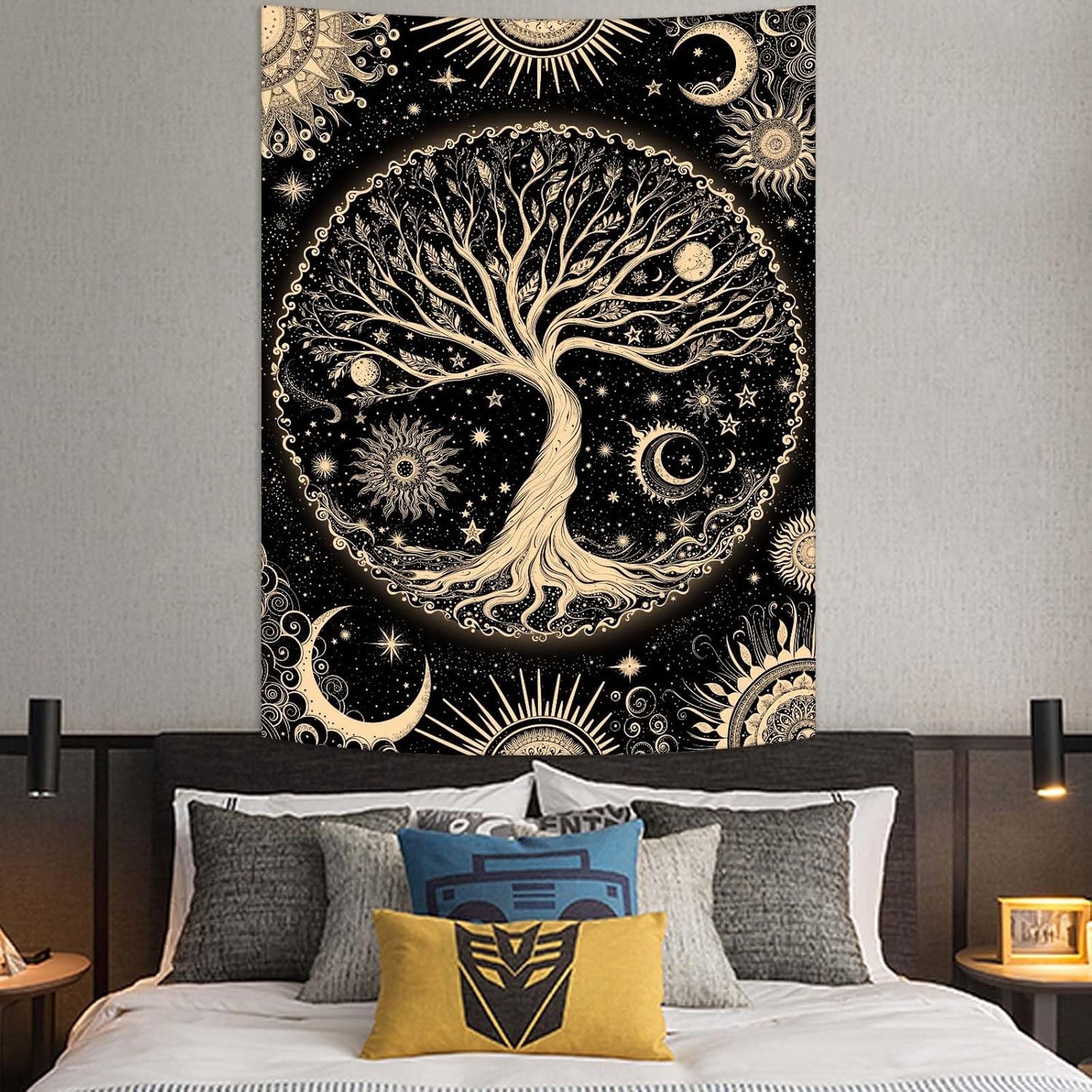 Lunerfex Tree of Life Tapestry Starry Sky Wall Tapestry, Vintage Tapestries for Bedroom Ceiling Tapestries Wall Hanging for Bedroom Living Room Decor Tree-3 60"x80"