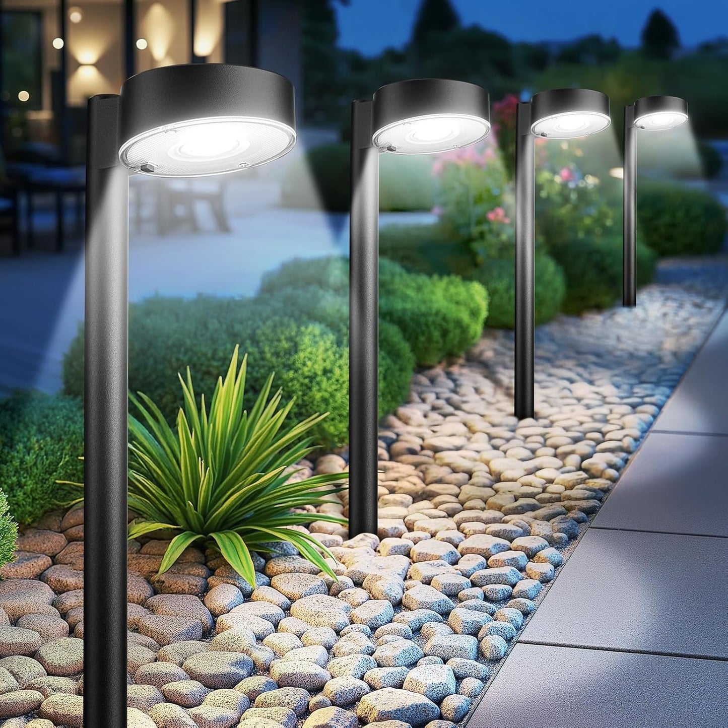 8 Pack Solar Pathway Lights Outdoor, 12 Brighter LED Solar Lights Outdoor Waterproof, Up to 12 Hrs Modern Path Light for Yard Garden Walkway Driveway Lawn, Cool White