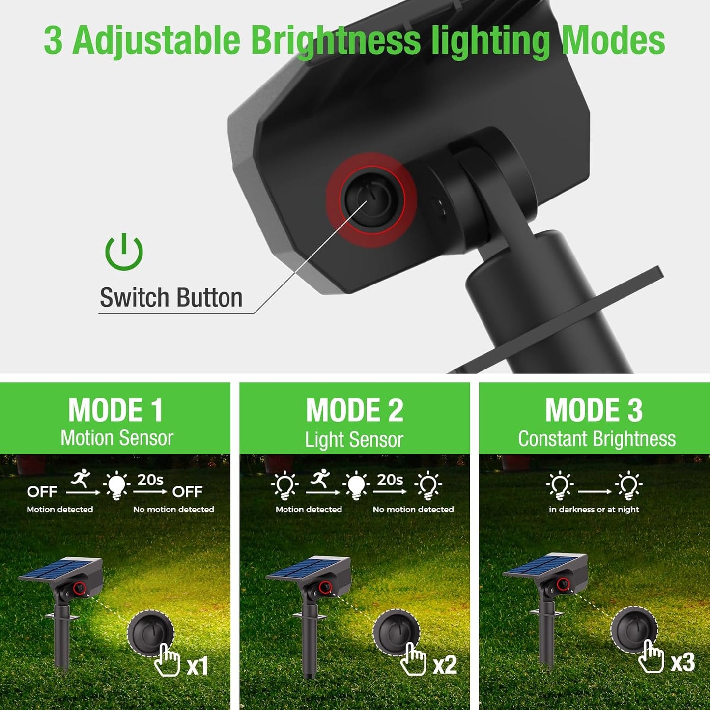 Solar Spot Lights Outdoor Motion Sensor with 3 Modes, [ 8 Pack/56 LED ] Solar Spotlights Outdoor Waterproof 2-in-1 Auto On/Off Landscape Lighting for Outside Yard Wall Garden Pathway, Warm White