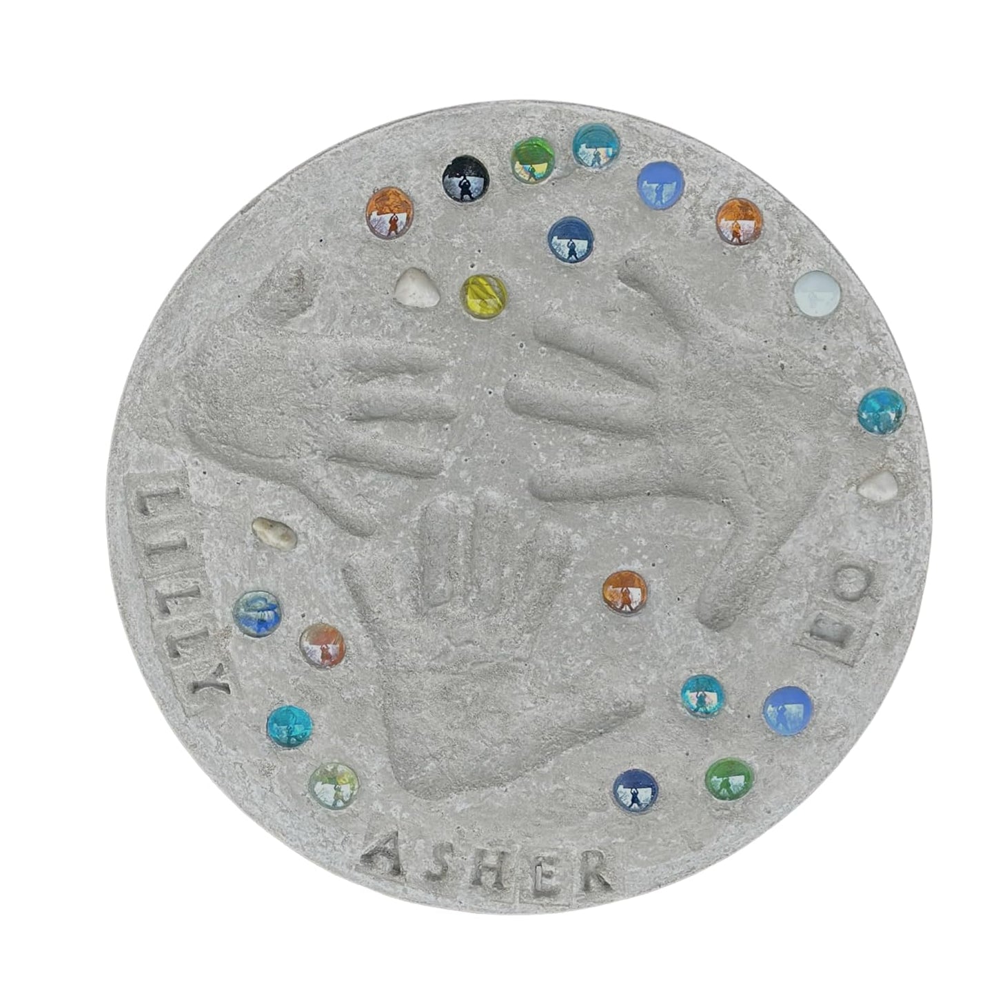 Large DIY Stepping Stone Kit, Handprint Stepping Stone, Mother's Day Gift, Footprint Stepping Stone (14 Inch + Stamp Set)