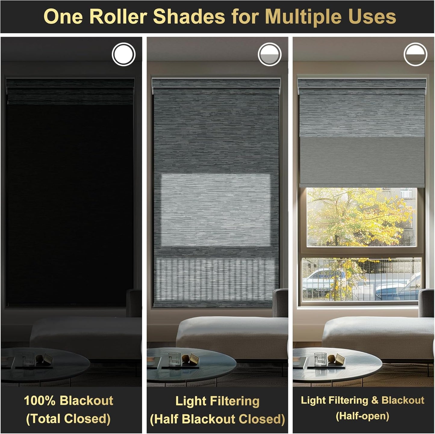 BERISSA Cordless Dual Roller Shades with Cassette Valance, Double Window Shades Blackout and Light Filtering, Day and Night for Home Office Door. Striped Jacquard Grey. 30 W x 80" H