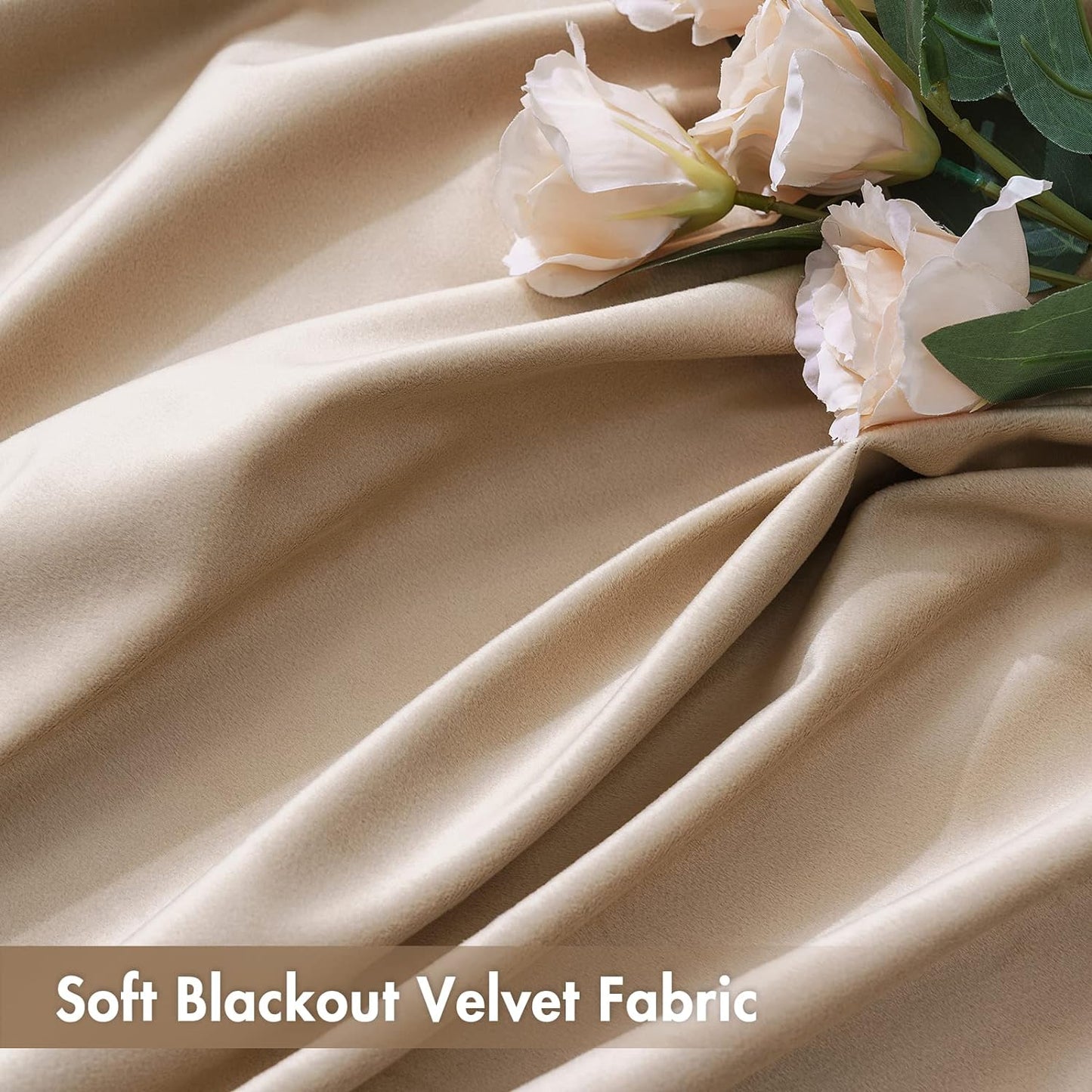 MIULEE Camel Beige Velvet Curtains Thermal Insulated Blackout Curtain Drapes for Bedroom Living Room Darkening 108 Inches Long Curtains Panels Rod Pocket Set of 2