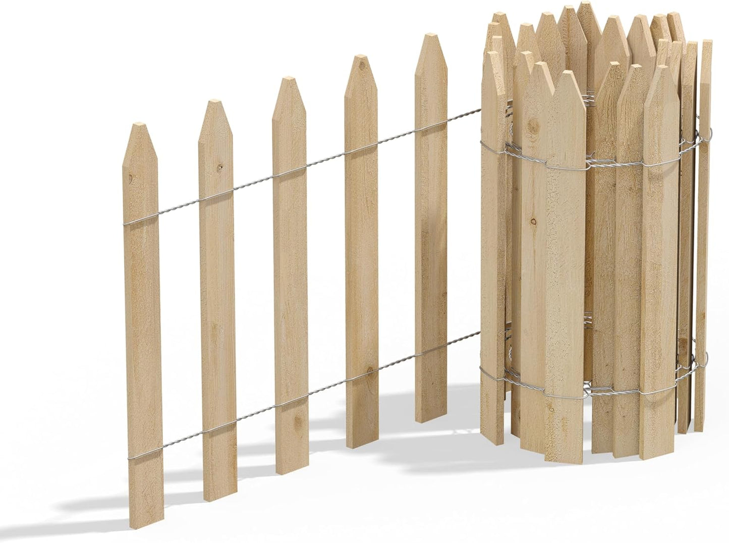 Greenes Fence Cedar Wood Garden Picket Fence 16" H x 8' L (2-Pack, 16' Total)