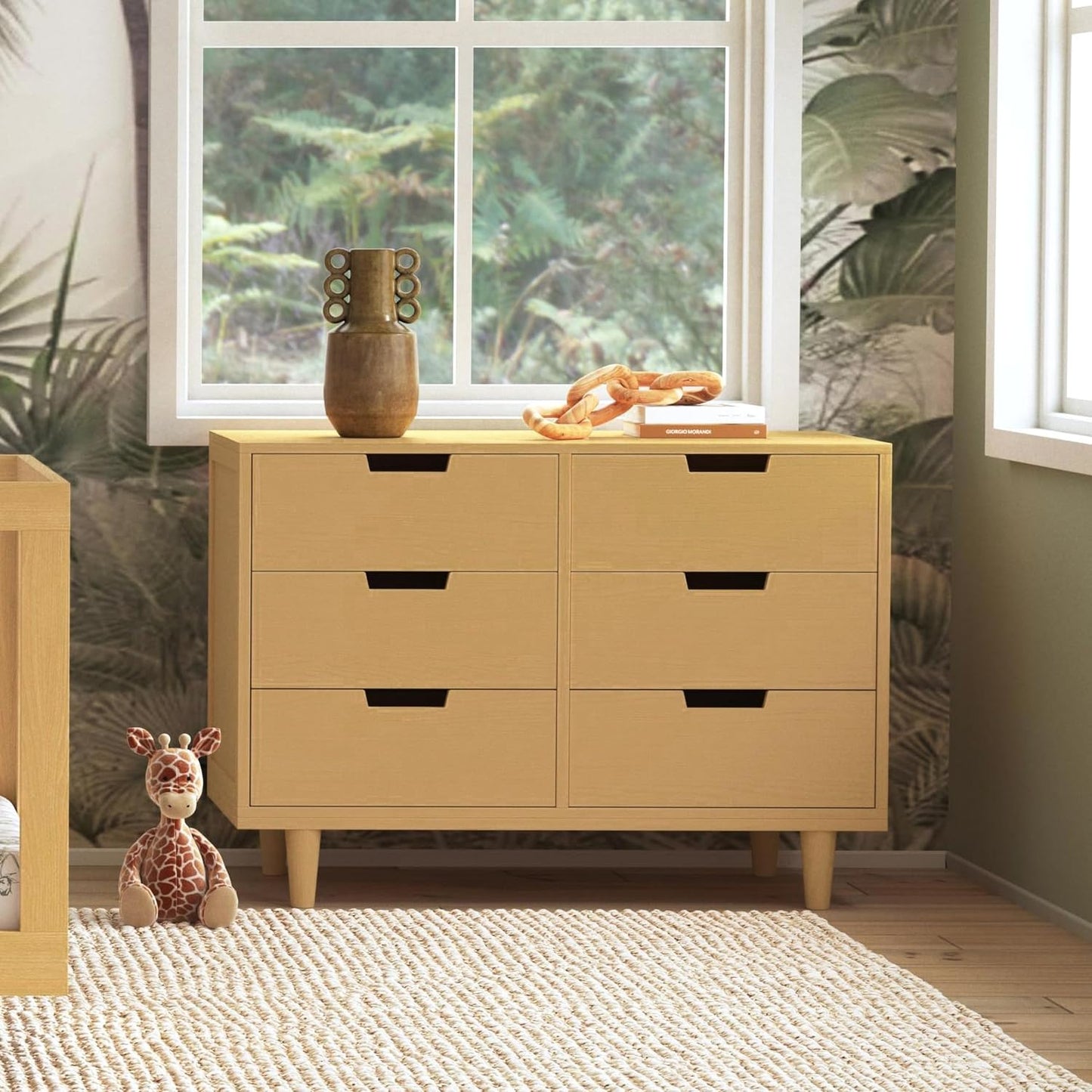 DaVinci Marley 6-Drawer Dresser for Nursery - Wooden Double Chest of Drawers for Kids, Boys & Girls - Multi-Purpose, Storage Baby Dresser for Bedroom, Living Room & Hallway - Easy to Assemble - Honey