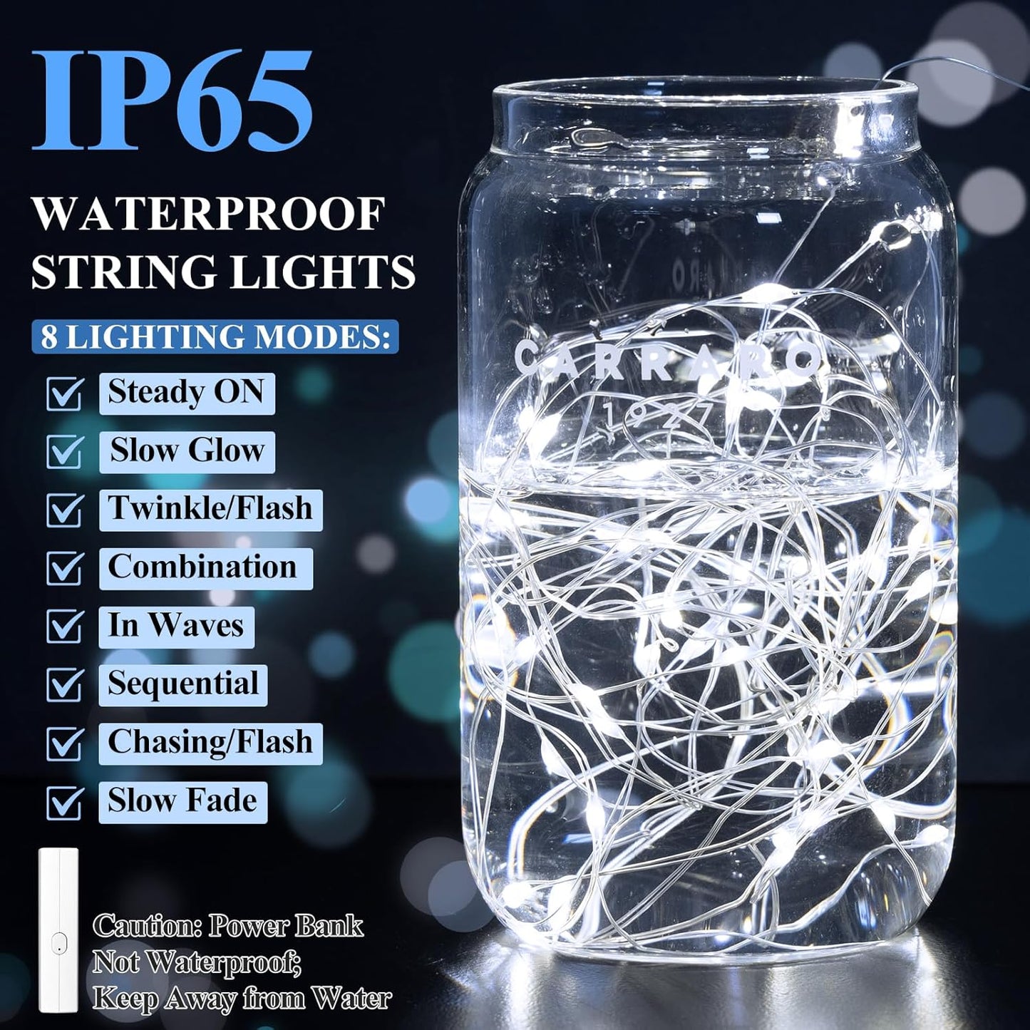 Lakumu Fairy Lights Battery Operated String Lights, Twinkle Lights with Timer, LED Fairy Lights for Bedroom, Christmas Decorations, Wedding, Vine, Centerpiece Table Decor (5M/16FT Cool White)