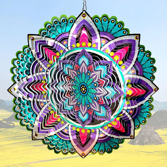 Hanging Wind Spinners for Yard and Garden Mandala Purple Star,Kinetic Wind Spinners Outdoor Worth Gift Christmas Decorations,12Inch Stainless Steel Wind Spinner for Outdoor&Indoor Decor