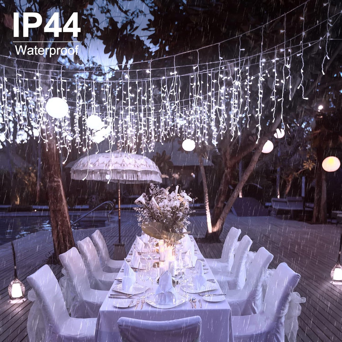 Icicle Lights Outdoor, 40Ft White Christmas Lights with 81 Drops and 432 LED Icicle Drops, Remote and Timer Controlled, Perfect for House Eaves and Wedding Decor, Pure White
