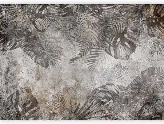 artgeist Wall Mural Tropical Leaves 118x83 in - XXL Non-Woven Wallpaper Fleece Wall Decor Photo Print Picture Image Design Landscape Palms Leaves Monstera Grey b-C-0825-a-a