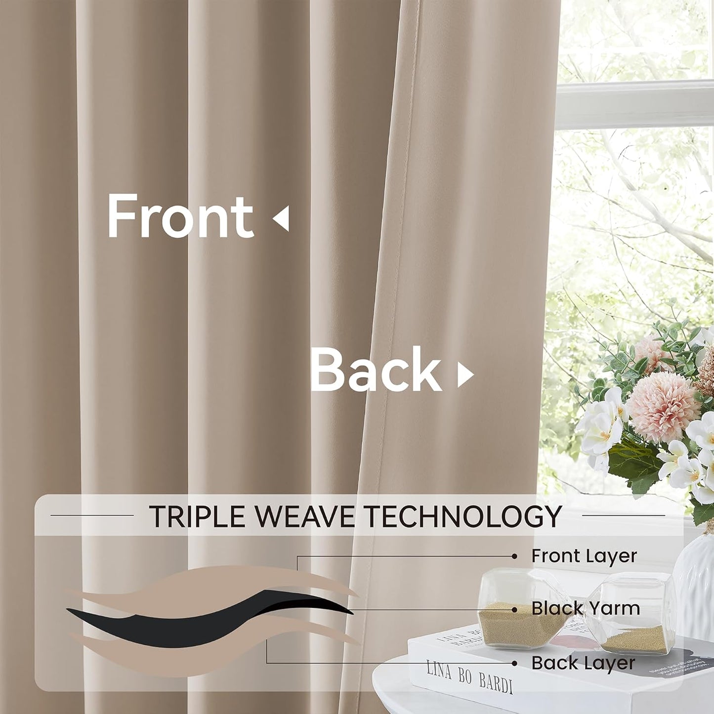 KangBang Taupe Pinch Pleated Window Curtains 2 Panels Set, 90 Inch Blackout Curtains for Bedroom Dining, Energy Saving Modern Stylish Decorative for Hotel Dorm, W40xL90